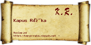 Kapus Réka névjegykártya